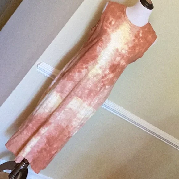 Universal Thread 100% cotton neutral tie dyed sleeveless midi column dress sz L - Picture 6 of 13